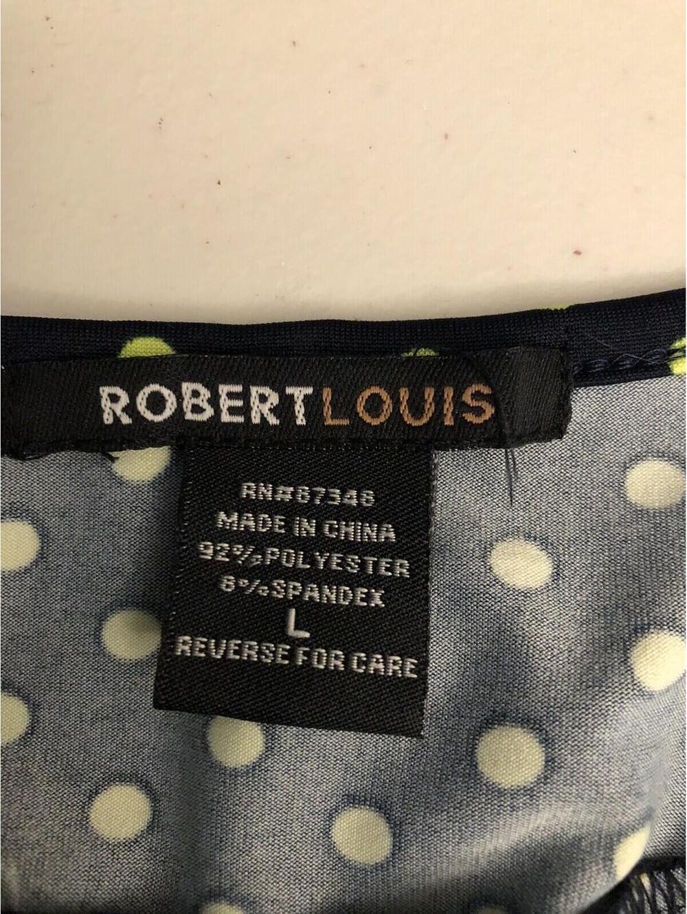 Robert Louis New Womens Large Tank Top Navy Lime Polka Dot Drawstring Back - Picture 7 of 8